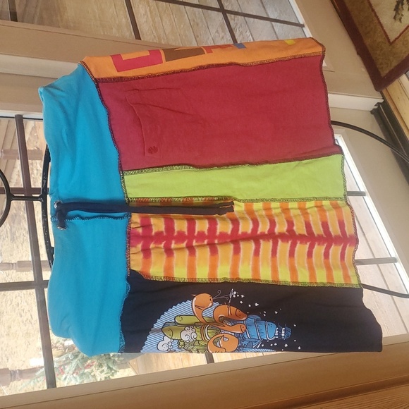 Upcycled Colorful‎ Patchwork Graphic Sz. M Skirt - Picture 2 of 8